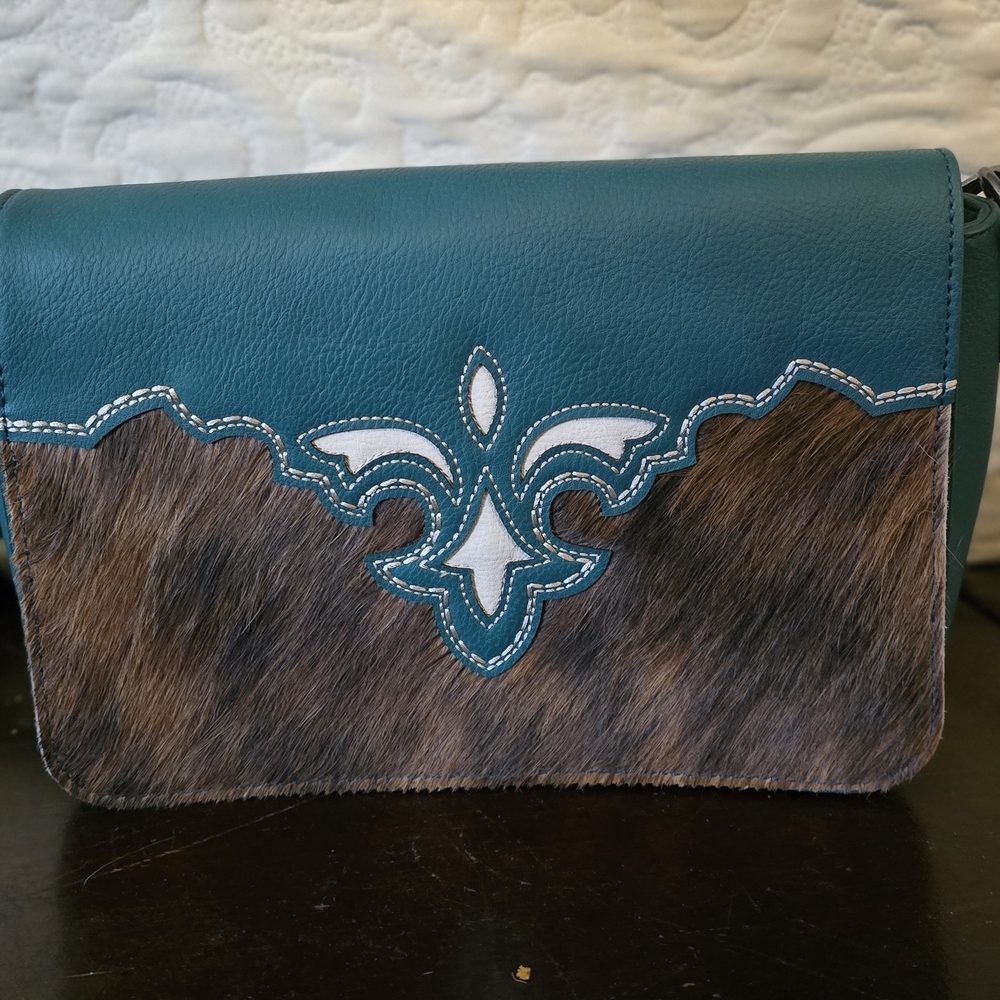 Teal and Brown Women's Bag